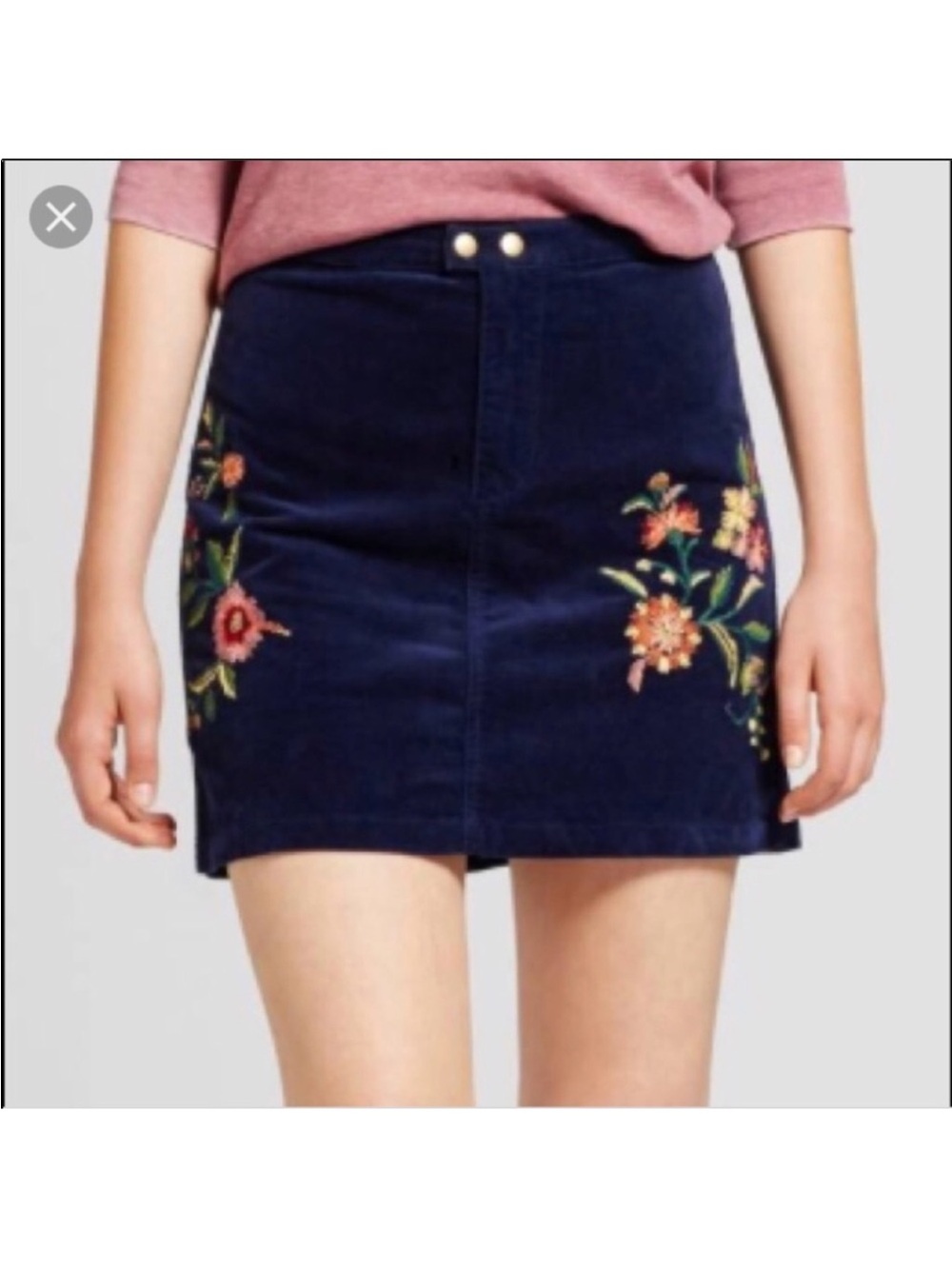 Mossimo Supply Company Floral Embroidered Corduroy Mini Skirt 6